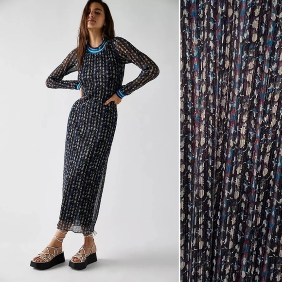 NEW Free People x Anna Sui Metallic Floral Stripe Maxi Dress, size XS/ S - Picture 2 of 8